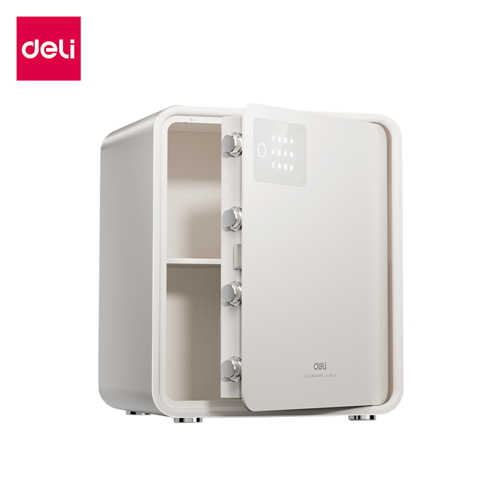 ตู้เซฟนิรภัย 14.5กก. DELI AE888-N-BG-01 ปลดล็อคด้วยรหัส 32X38X45ซม. สีขาว