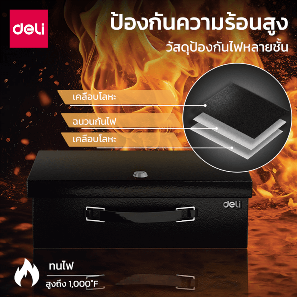 กล่องเซฟ DELI ET612-BK-01 สีดำ