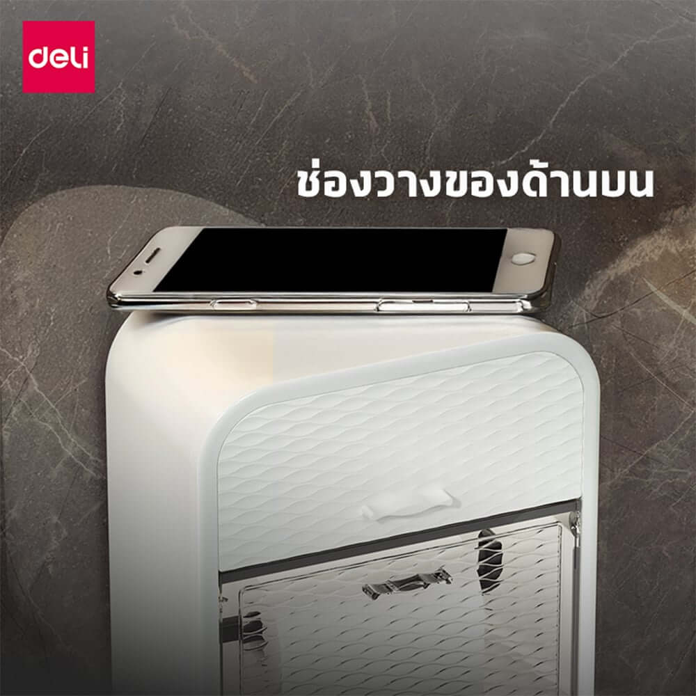 กล่องกระดาษทิชชู่ DELI VS1232-WH-01 ขนาด 13X19X23ซม. สีขาว_5