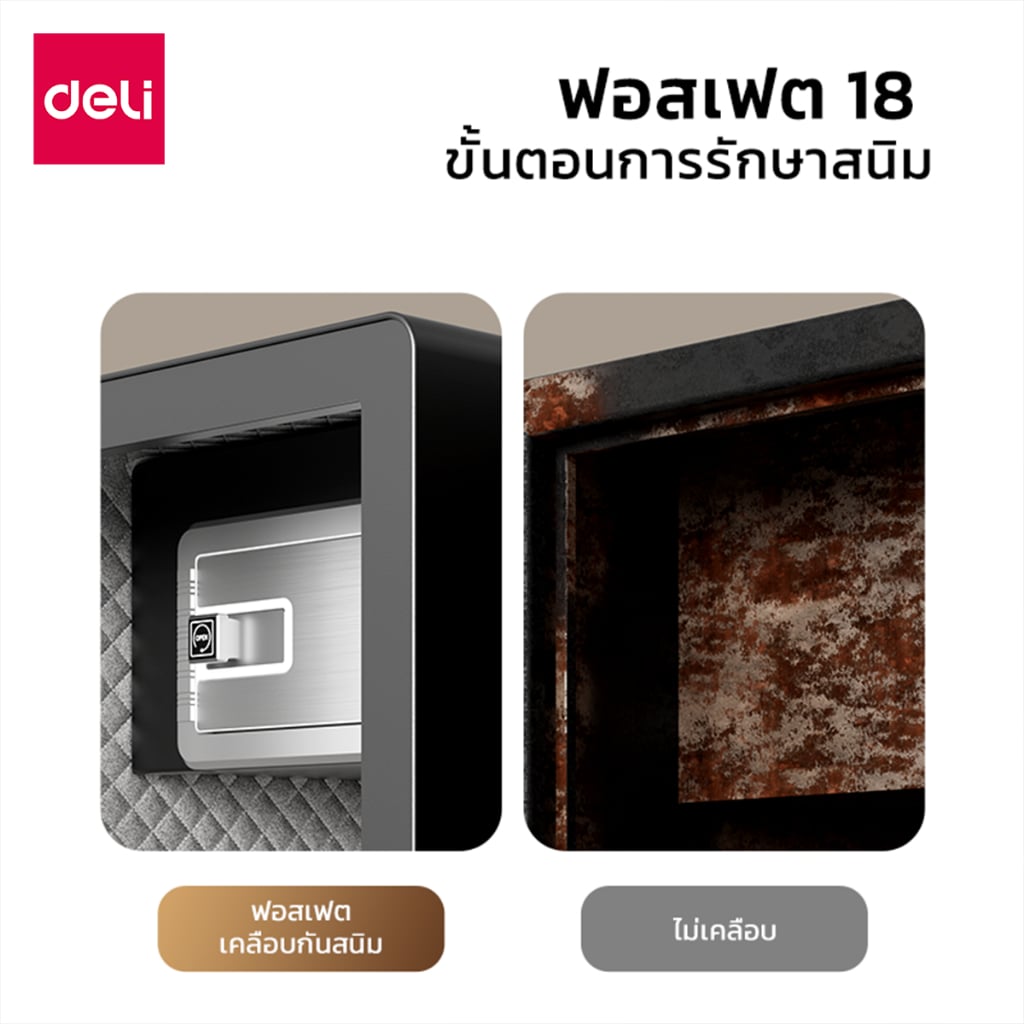 ตู้เซฟนิรภัย 19กก. DELI ET571-BK-01 ปลดล็อคด้วยรหัส 32X38X45ซม. สีดำ_5
