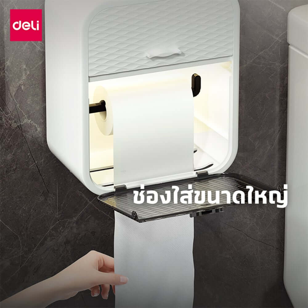 กล่องกระดาษทิชชู่ DELI VS1232-WH-01 ขนาด 13X19X23ซม. สีขาว_6