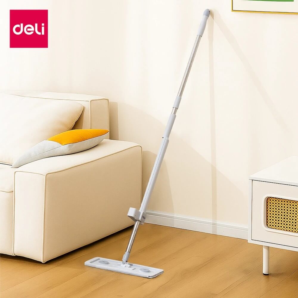 ไม้ม็อบไมโครไฟเบอร์ดันฝุ่น 2IN1 DELI VS1405-GR-01 ขนาด 10.5X36X128 ซม สีเทา