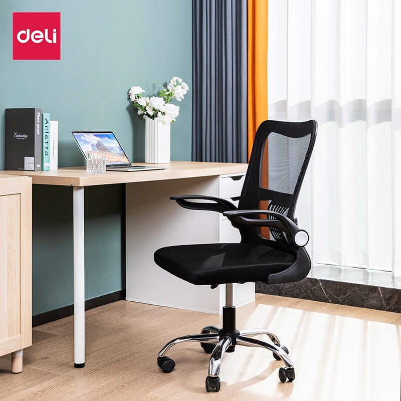 เก้าอี้ทำงาน DELI E4928-BK-01 เบาะตาข่าย-ปรับแขน สีดำ