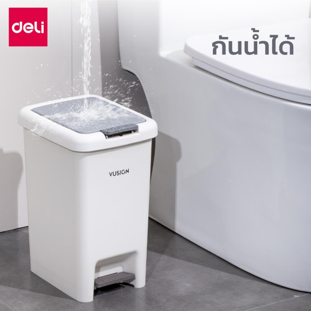 ถังขยะแบบเหยียบ VUSIGN VS1112-GR-01 15ลิตร สีขาวเทา_6