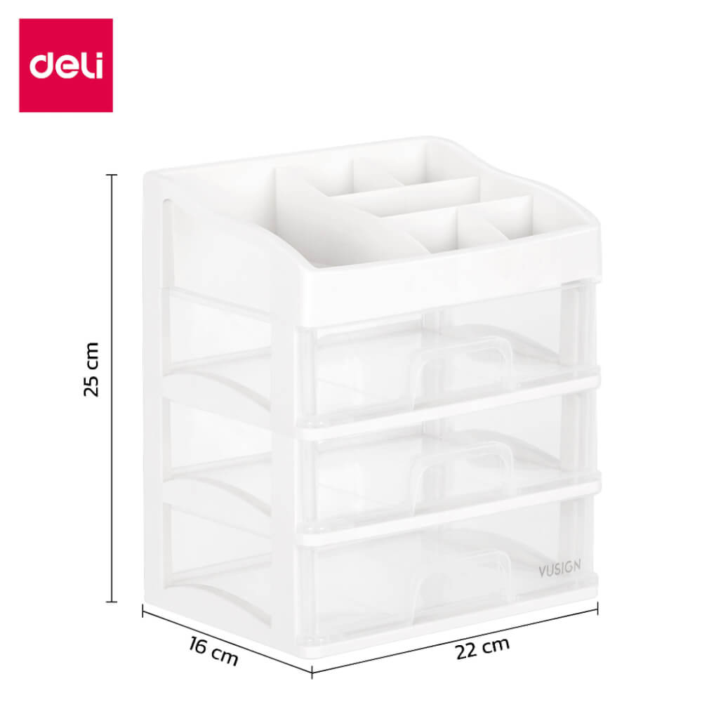 ชั้นวางเครื่องสำอางค์ DELI VS561-WH-01 3 ชั้น 22X16X25 ซม.