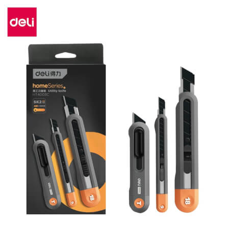 คัตเตอร์ เปลี่ยนใบได้ DELI EHT4003C-OR-01 สีส้ม (แพ็ก 3 ชิ้น)_0