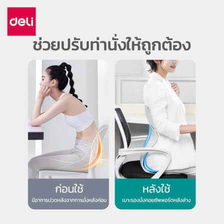 เบาะรองนั่งเพื่อสุขภาพ DELI VS1331-GR-01 13 นิ้ว สีเทา_2