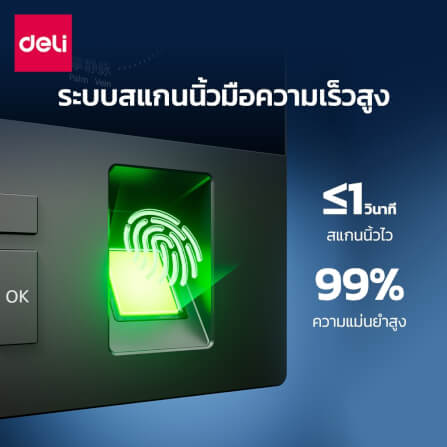 เครื่องสแกนใบหน้าและสแกนลายนิ้วมือ DELI ES174-BK-01 สีดำ_3