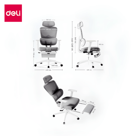 เก้าอี้สุขภาพ DELI E4980-BK-01 รองเอว-พักขา สีดำ_7