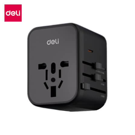 หัวแปลงปลั๊กไฟ DELI ET768-BK-01 สีดำ 2A3C-70W_6