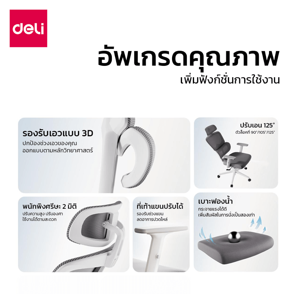 เก้าอี้สำนักงาน DELI KF243-J-BK-01 สีดำ_4