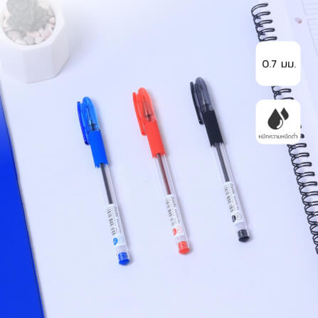 ปากกาลูกลื่น DELI BG6001-RD-05 สีแดง 5แท่ง_2