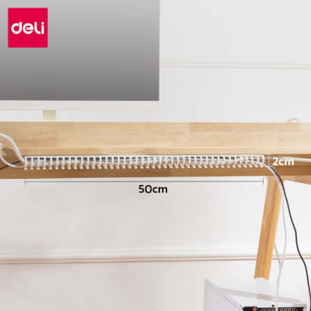 รางเก็บสายไฟ ที่เก็บสายปลั๊กไฟ DELI VS6208-WH-01 ขนาด 2X50X2 CM. สีขาว_7