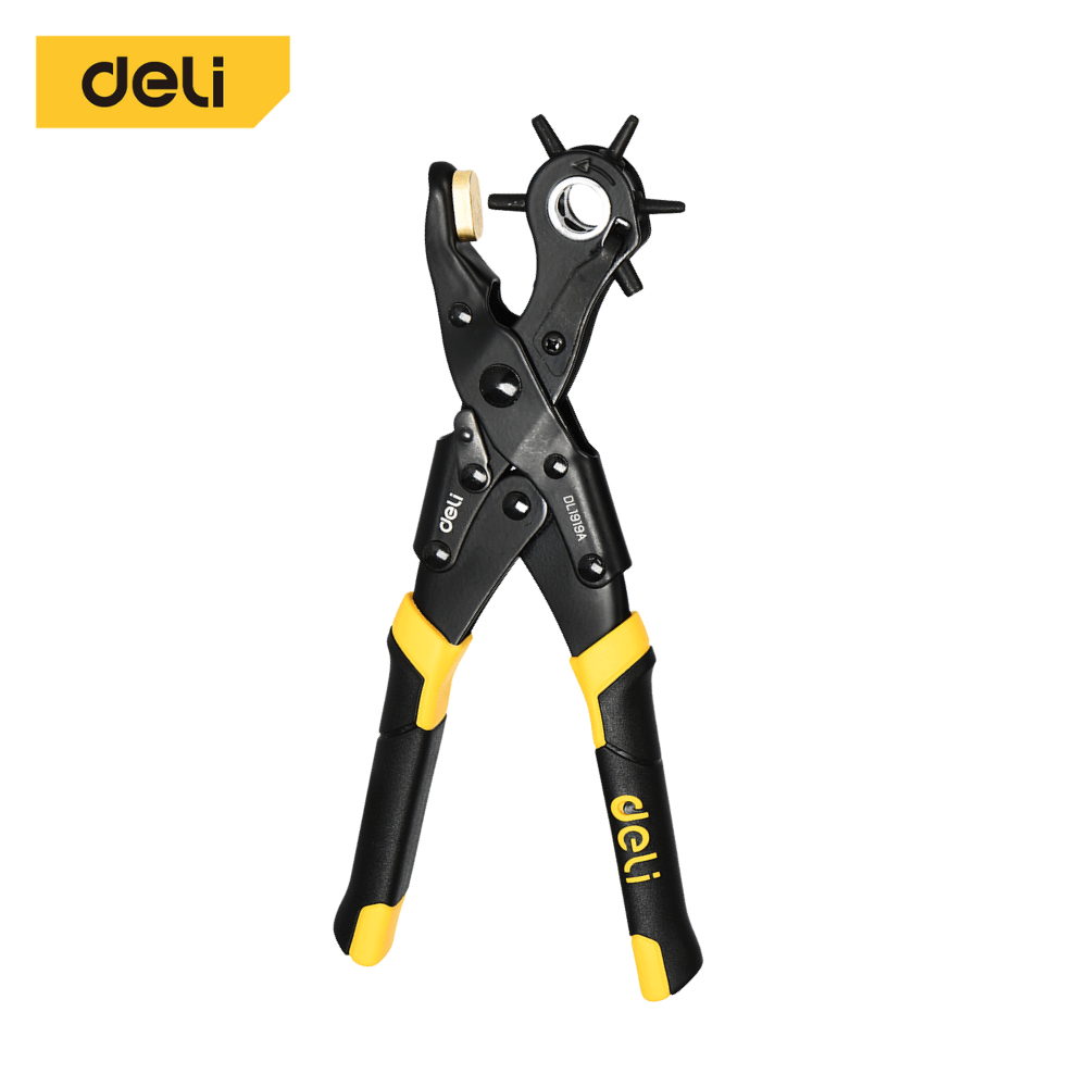 คีมเจาะรูหนัง DELI DL1919A-YL-01 เจาะได้ 6ขนาด สีเหลือง-ดำ_0