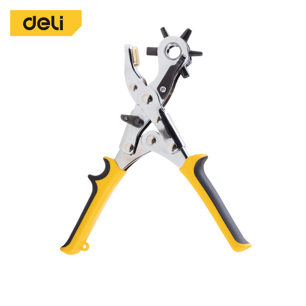 คีมเจาะรูหนัง DELI DL0400-YL-01 เจาะได้ 6ขนาด สีเหลือง-ดำ_0