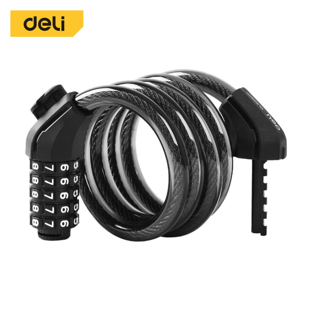 กุญแจจักรยาน DELI DL508011-BK-01 ล็อครหัส ยาว 1.2เมตร สีดำ_0