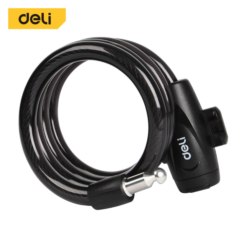 กุญแจจักรยาน DELI DL508001-BK-01 ล็อคกุญแจ ยาว 1.2เมตร สีดำ_0