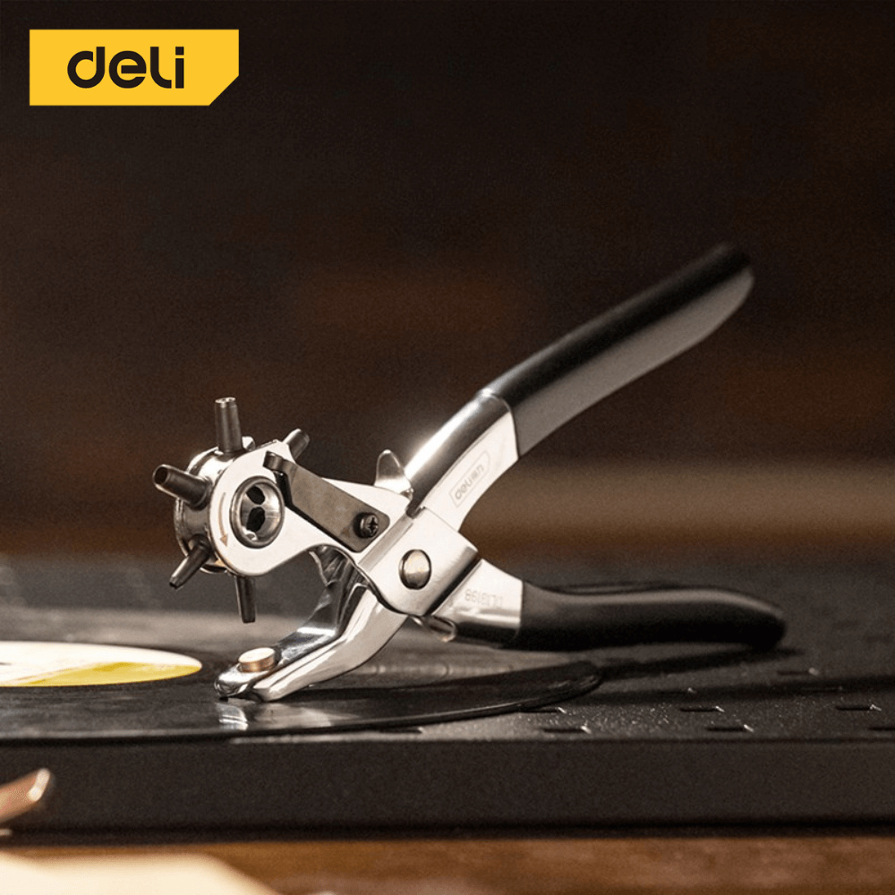 คีมเจาะรูหนัง DELI DL1919B-BK-01 เจาะได้ 6ขนาด สีดำ_1