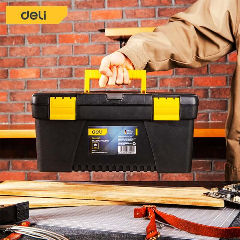 กล่องเครื่องมือช่าง DELI EDL432417-YL-01 ขนาด 16X38X17ซม. สีดำ_1