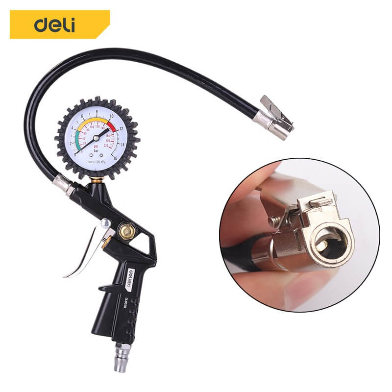 หัวเติมลม DELI DL8530-BK-01 พร้อมเกจ์วัดลม สีดำ_5
