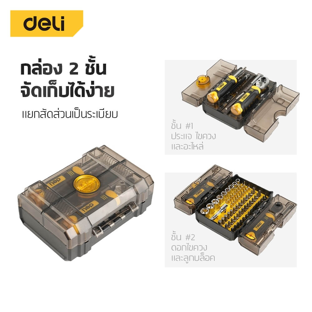 ชุดไขควงเปลี่ยนหัว DELI EDL250078-YL-01 78ชิ้น