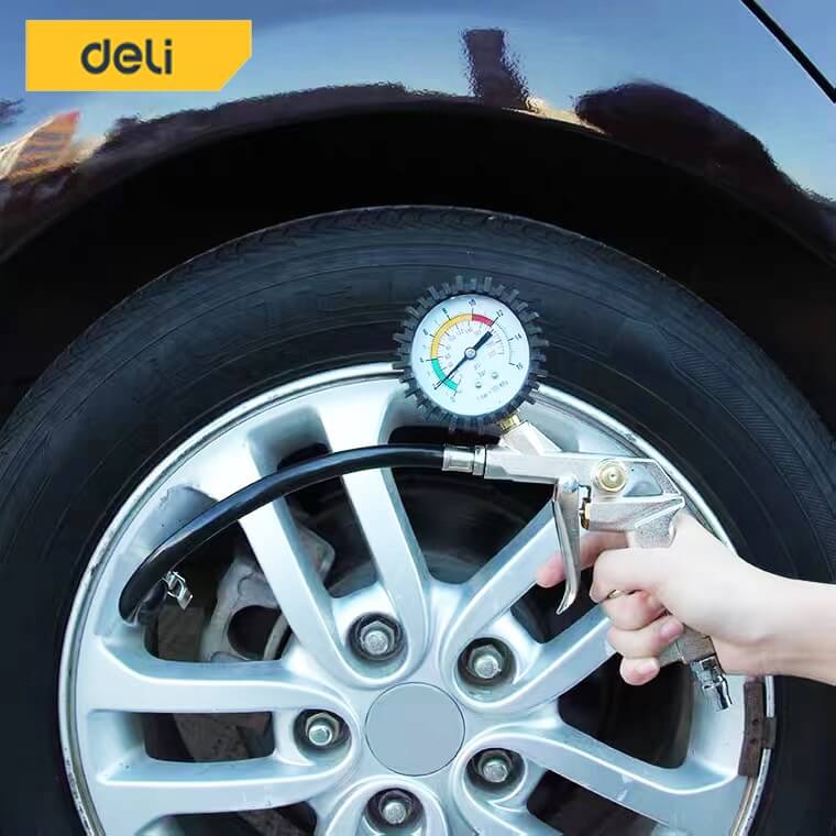 หัวเติมลม DELI DL8530-BK-01 พร้อมเกจ์วัดลม สีดำ_8