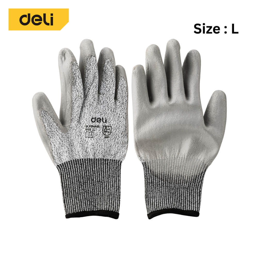 ถุงมือ DELI EDL521043L-GR-01 ไซส์L สีเทา 1คู่
