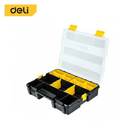 กล่องพลาสติกเก็บอุปกรณ์แบบแบ่งช่อง DELI EDL432061-BK-01 11.5 นิ้ว สีดำเหลือง_0
