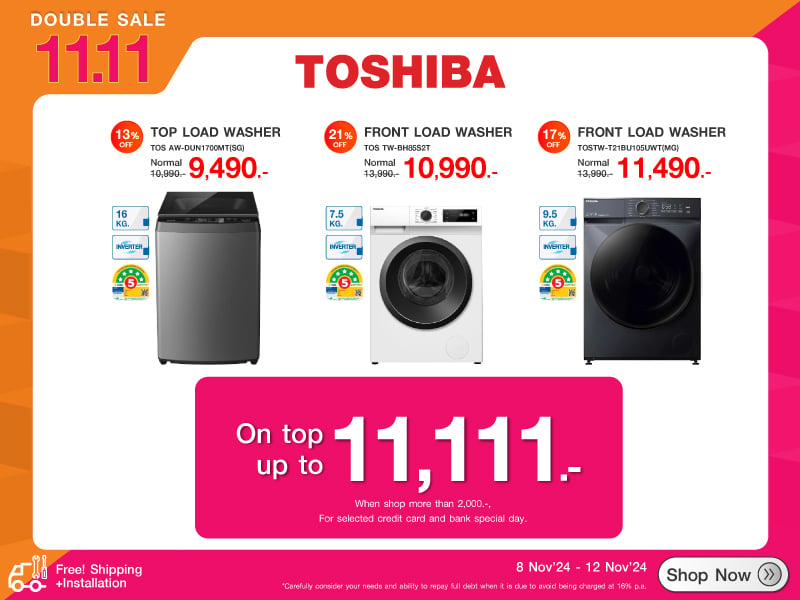 TOSHIBA 11.11 DOUBLE SALE WASHER