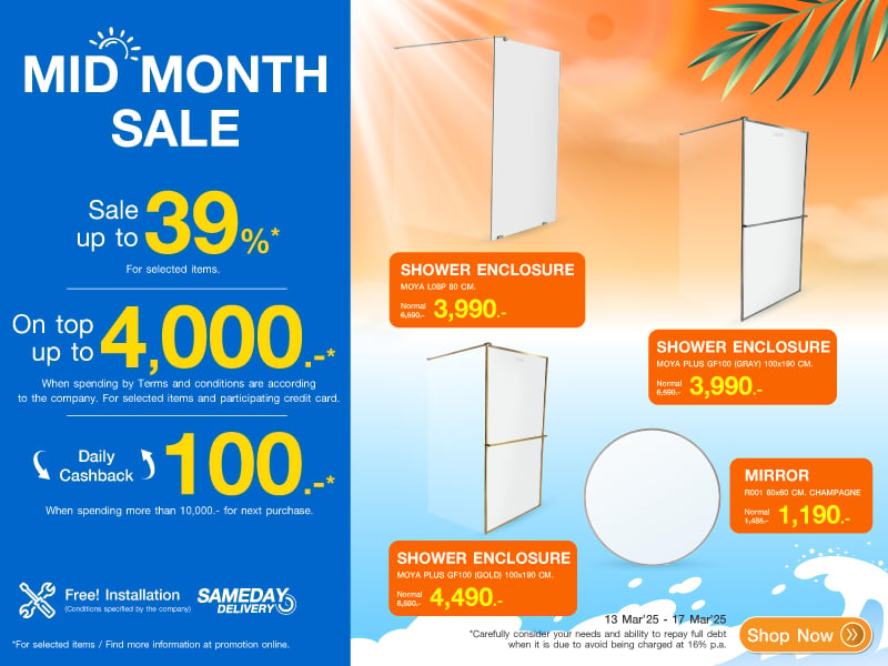 SHOWER ENCLOSURE & ACCESSORIES SALE UP TO 39%