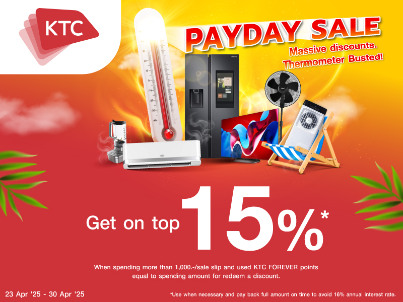 KTC FOREVER points to redeem 15% discount.