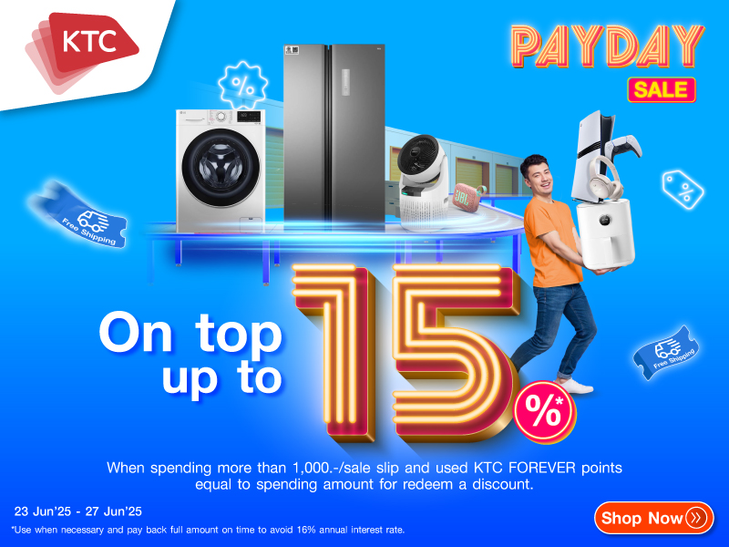 Use KTC FOREVER points to redeem 15% discount.