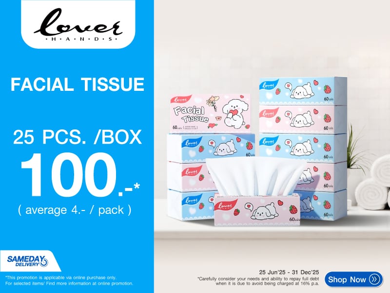 FACIAL TISSUE LOVER HANDS 25PCS/BOX 100.-