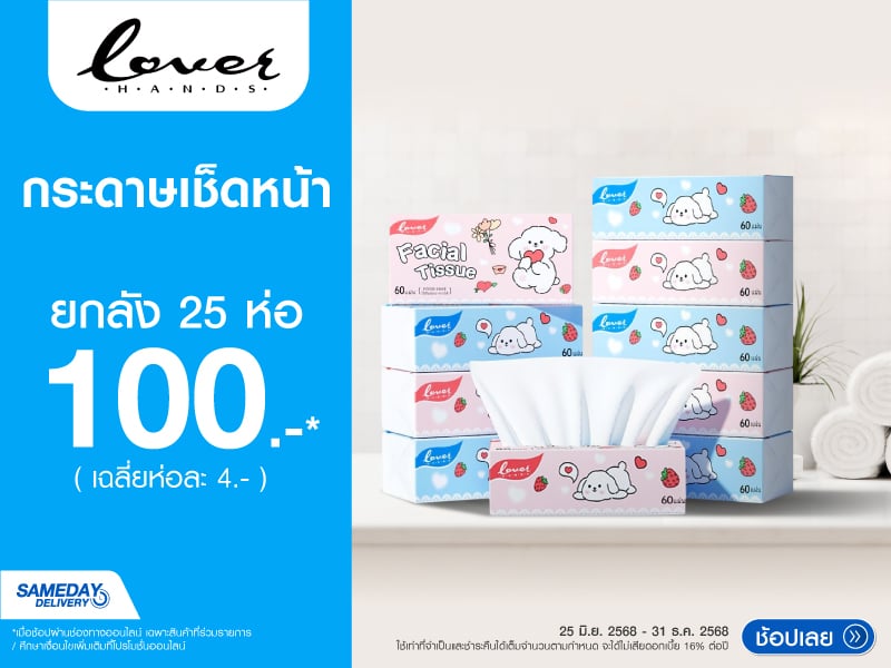FACIAL TISSUE LOVER HANDS 25PCS/BOX 100.-