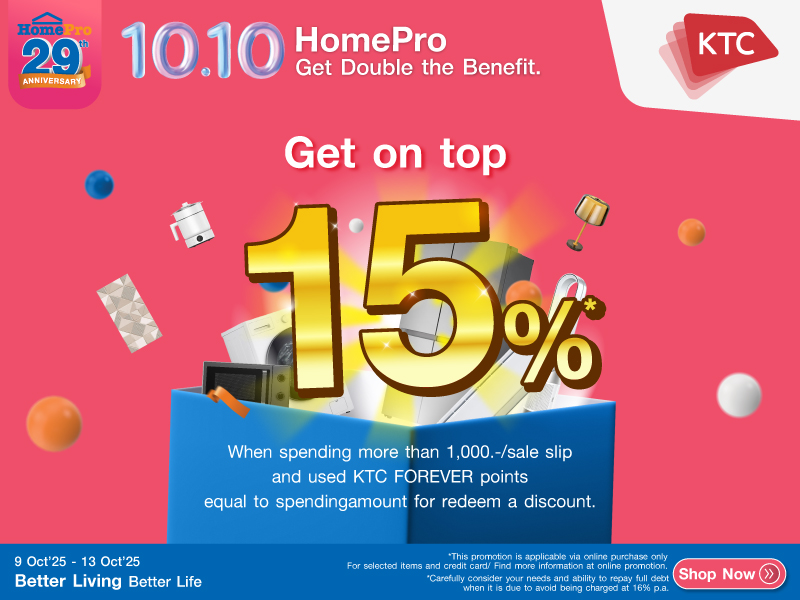 Use KTC FOREVER points to redeem 15% discount. 