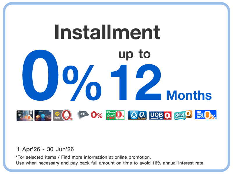 0% installments up to 12 months
