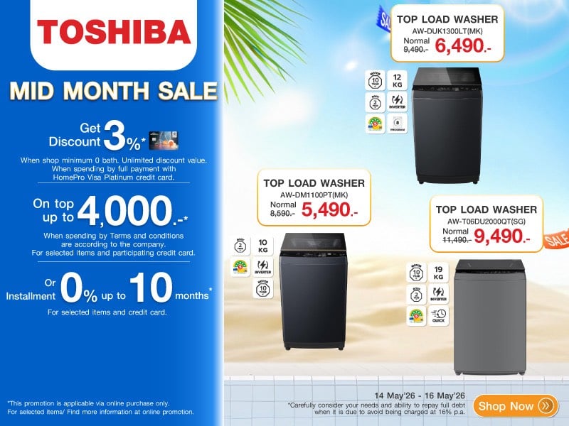 TOSHIBA WASHER MID MONTH