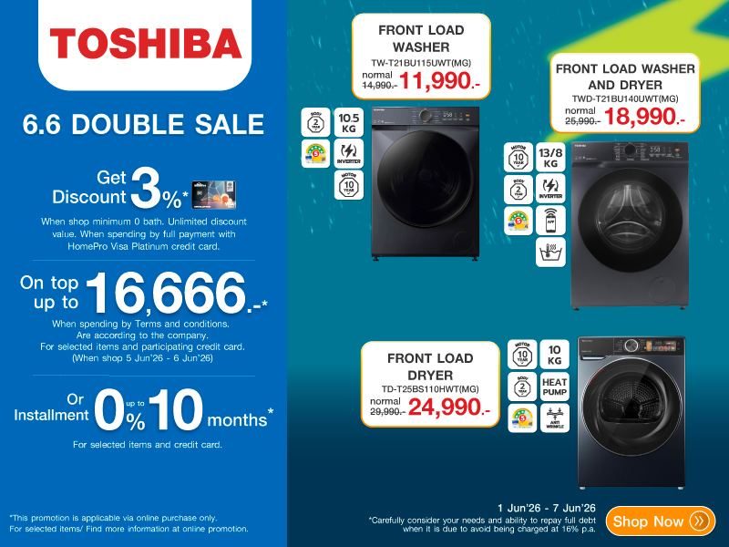 TOSHIBA WASHER 6.6 DOUBLE DAY