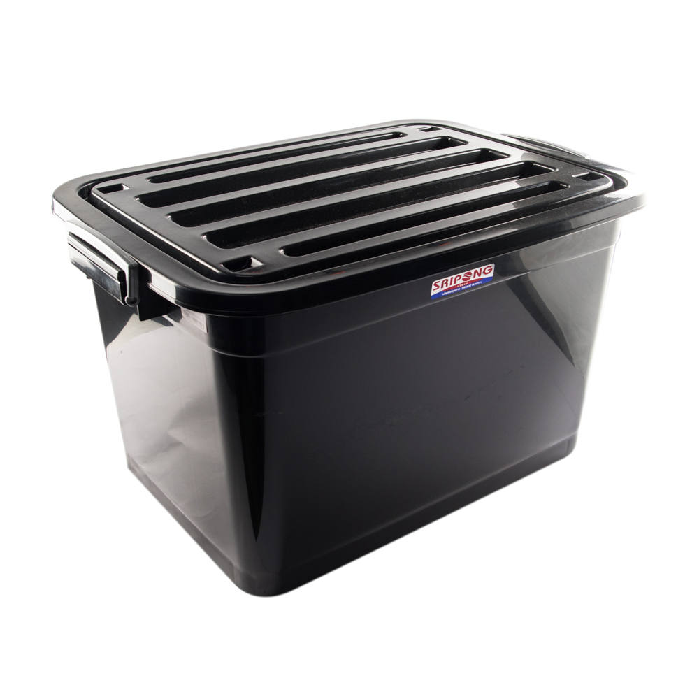 BIG PLASTIC STORAGE BOX 100L WHEEL BLACK