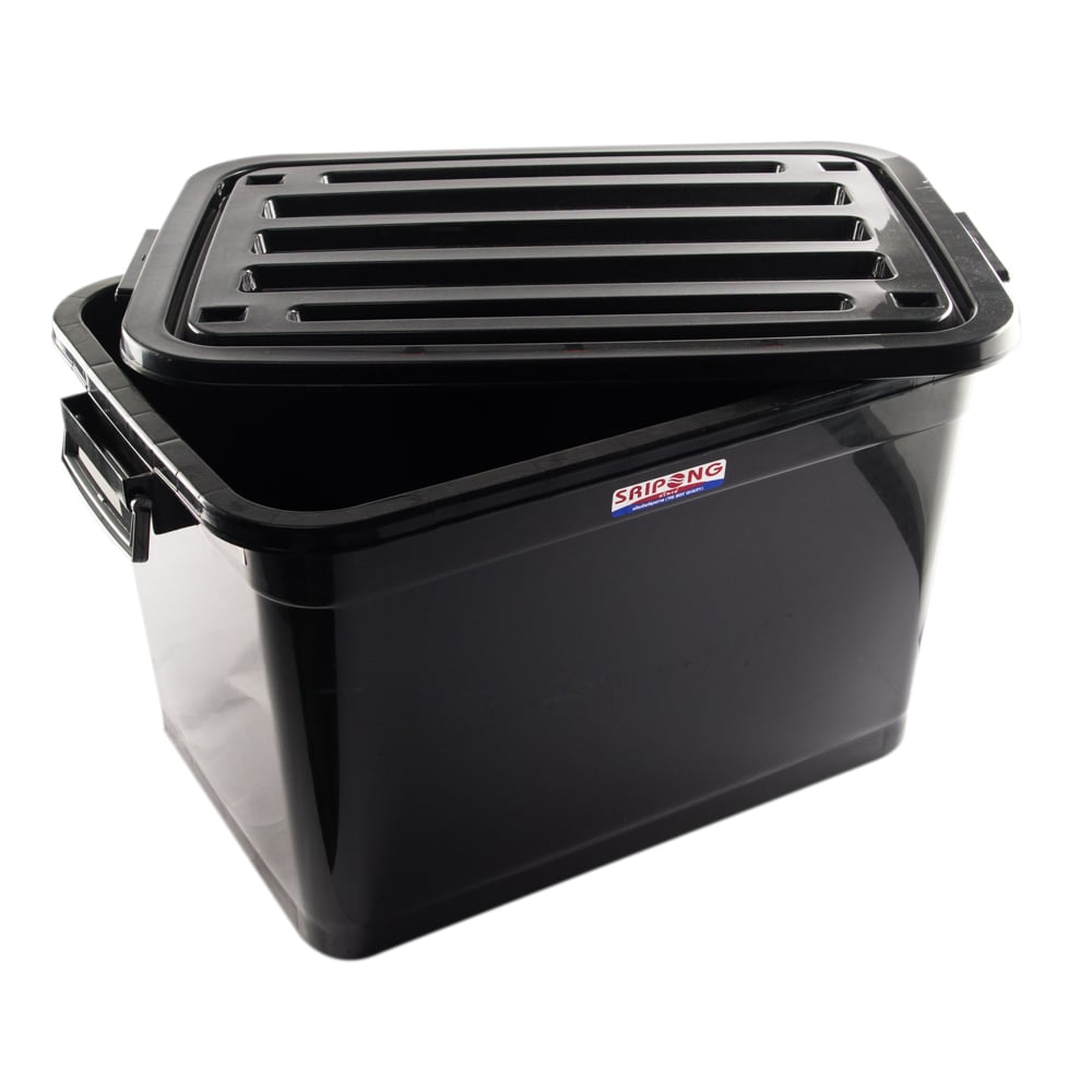 BIG PLASTIC STORAGE BOX 100L WHEEL BLACK