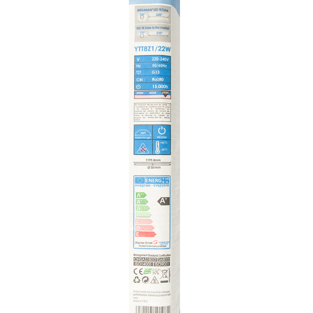 MEGAMAN FLUORESCENT LAMP LONG DAY LIGHT MEG-YTT8-22W-6500K