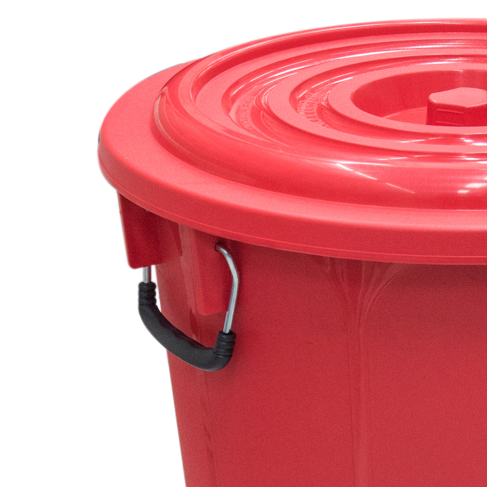 BUCKET WITH LID PLIM 150L RED