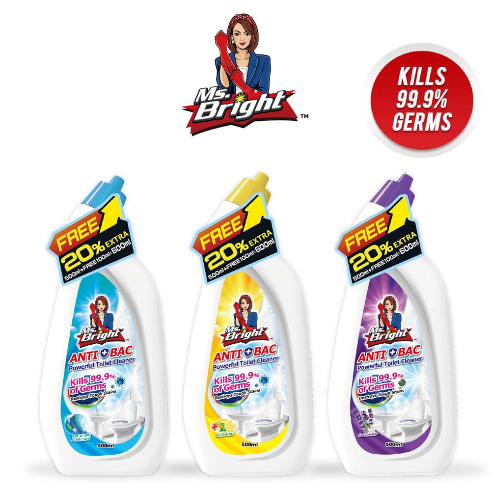 MS.BRIGHT ANTI-BACTERIAL TOILET BOWL CLEANER 500ml OCEAN FRESH